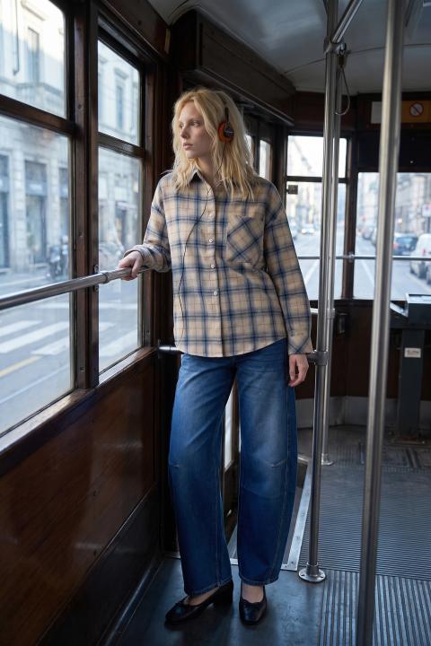 Camicia over check/tasca blu/panna - Autunno - Inverno 2027 | Brend