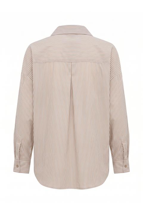 Camicia righe n.5 biscotto/ricamo animalier - Autunno - Inverno 2027 | Brend