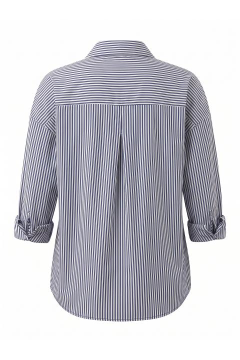 Camicia righe n.5 blu/ricamo nero - Autunno - Inverno 2027 | Brend