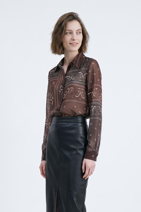 Camicia georgette fantasia bandana moro/coccio - Autunno - Inverno 2027 | Brend