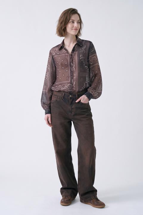 Camicia georgette fantasia bandana nero/moro - Autunno - Inverno 2027 | Brend