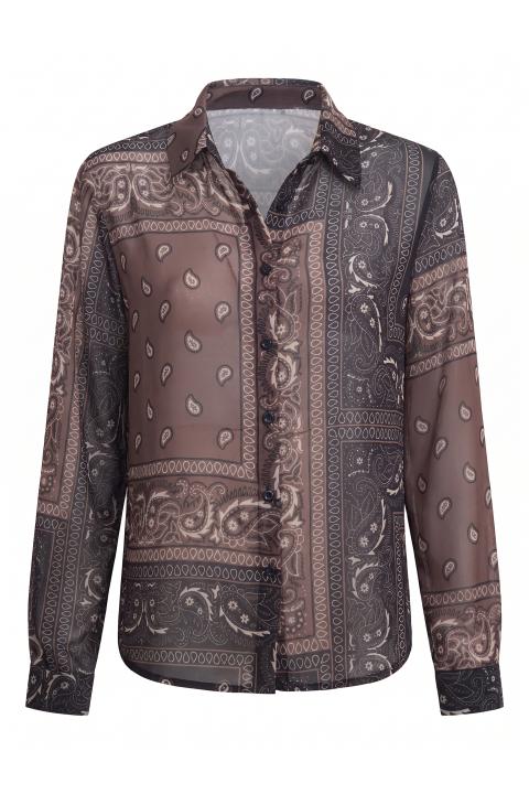Camicia georgette fantasia bandana nero/moro - Autunno - Inverno 2027 | Brend