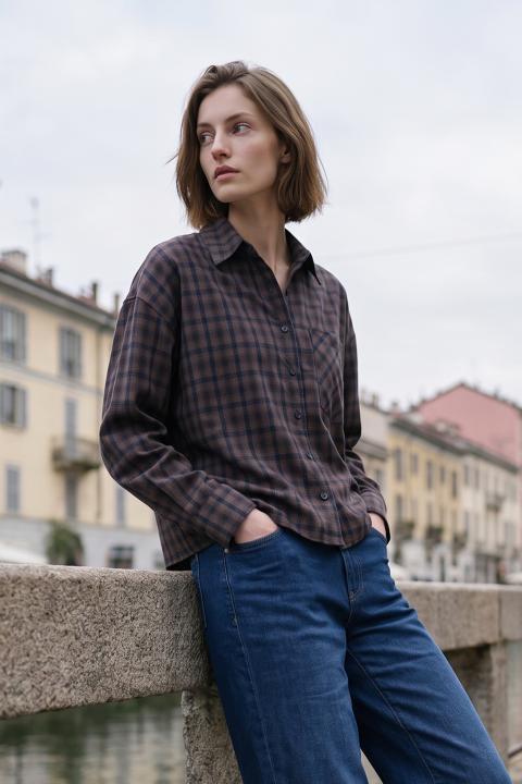Camicia check taschino check blu - Autunno - Inverno 2027 | Brend