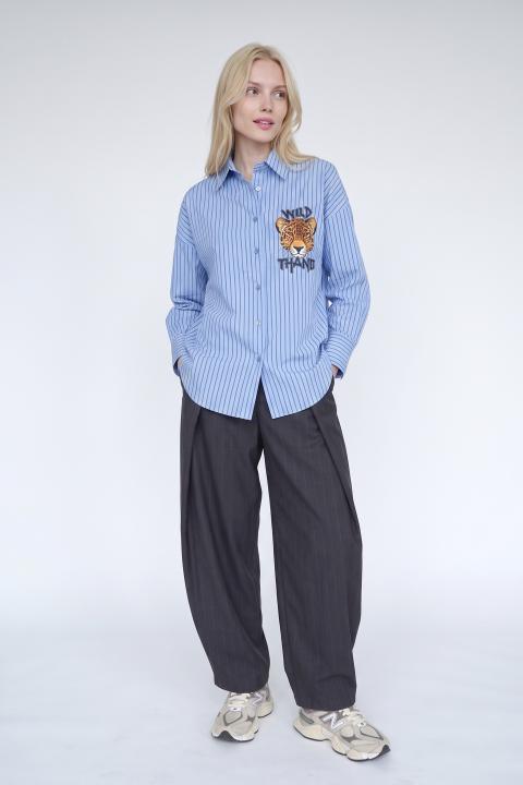 Camicia over rigata celeste/blu - Autunno - Inverno 2027 | Brend