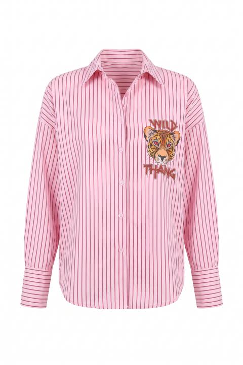 Camicia over rigata rosa/magenta - Autunno - Inverno 2027 | Brend
