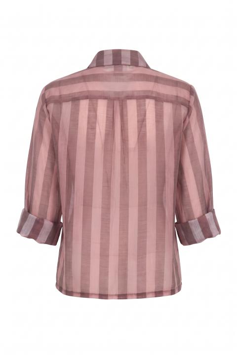 Camicia tencel rigo rosa/burgundy - Autunno - Inverno 2027 | Brend