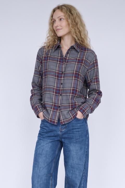 Camicia asimmetrica quadri burgundy - Autunno - Inverno 2027 | Brend
