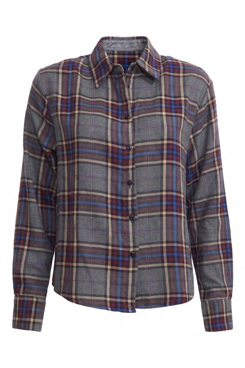Camicia asimmetrica quadri burgundy - Autunno - Inverno 2027 | Brend