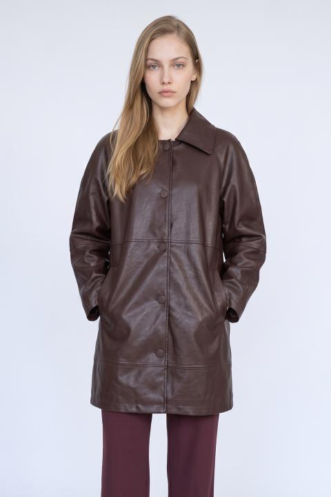 Cappotto effetto pelle bordeaux - Autunno - Inverno 2027 | Brend