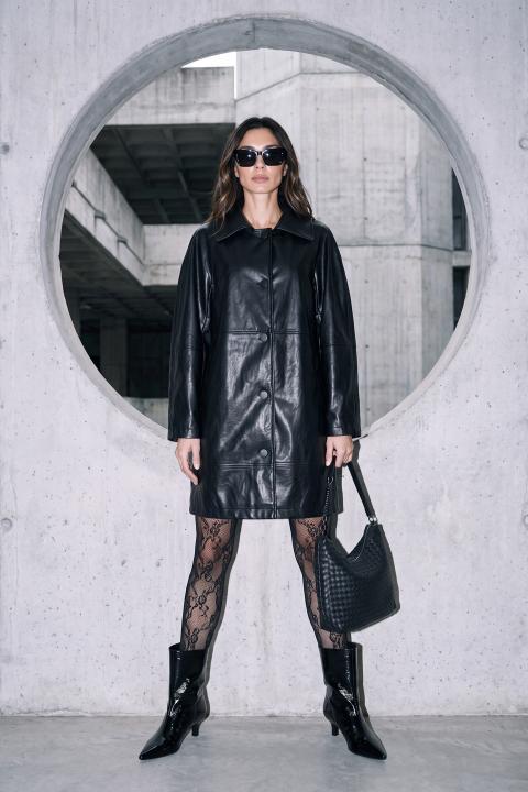Cappotto effetto pelle nero - Autunno - Inverno 2027 | Brend
