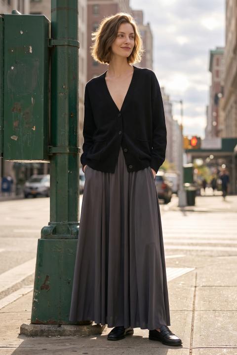 Cardigan over tasconi nero - Autunno - Inverno 2027 | Brend