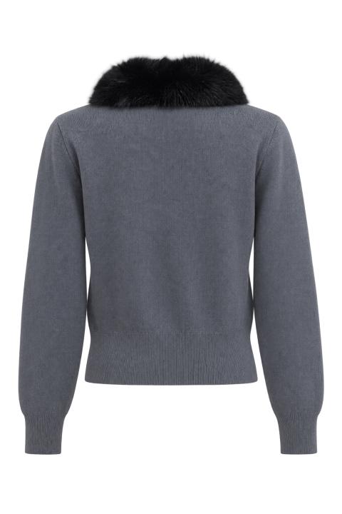 Cardigan collo eco-fur grigio scuro - Autunno - Inverno 2027 | Brend