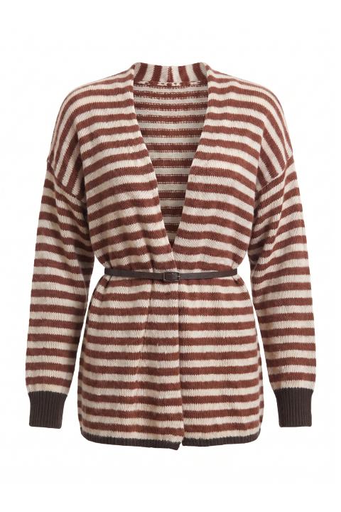 Cardigan righe cintura coccio/moro - Autunno - Inverno 2027 | Brend