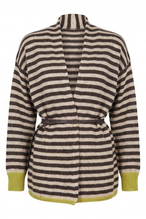 Cardigan righe cintura moro/pistacchio - Autunno - Inverno 2027 | Brend
