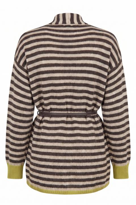 Cardigan righe cintura moro/pistacchio - Autunno - Inverno 2027 | Brend