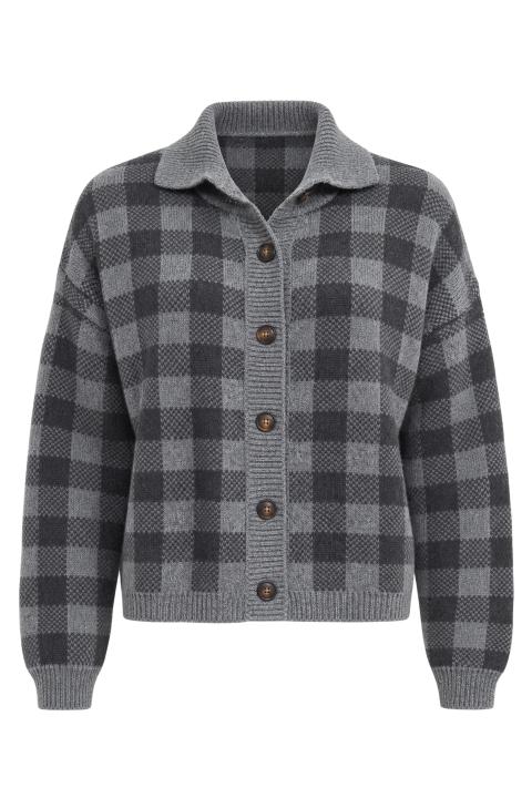 Cardigan check bottoni grigio - Autunno - Inverno 2027 | Brend