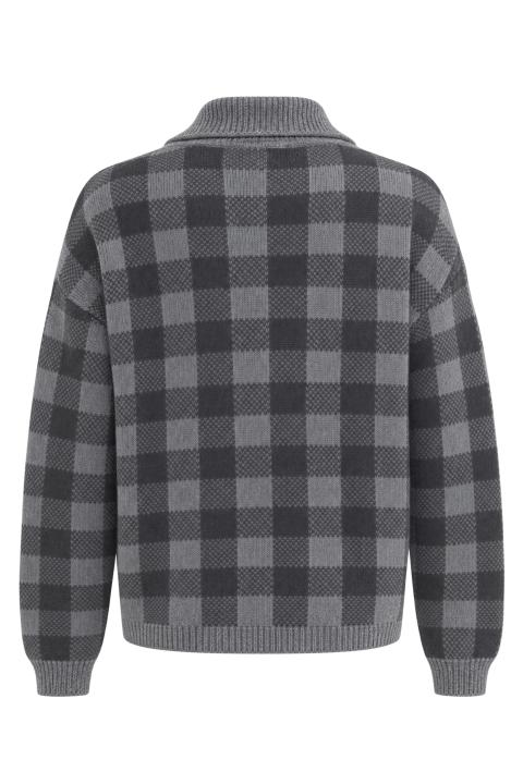Cardigan check bottoni grigio - Autunno - Inverno 2027 | Brend