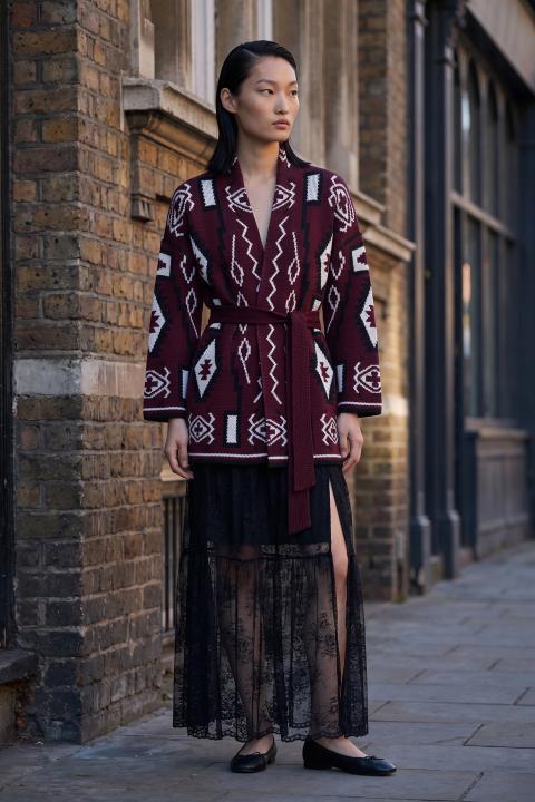 Cardigan fantasia etnica burgundy - Autunno - Inverno 2027 | Brend