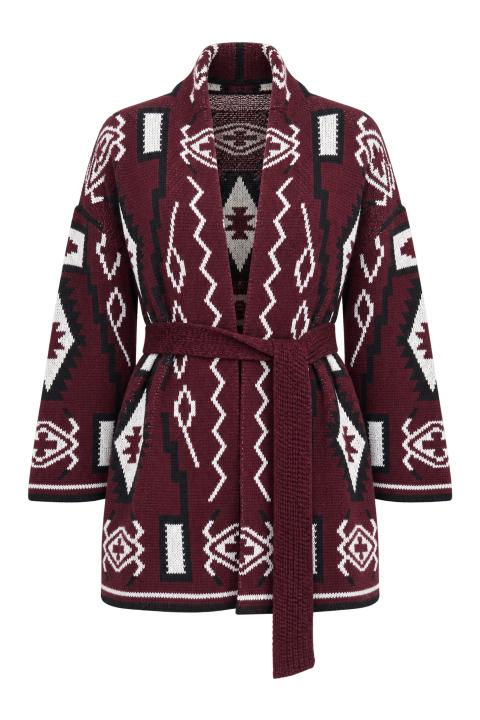 Cardigan fantasia etnica burgundy - Autunno - Inverno 2027 | Brend