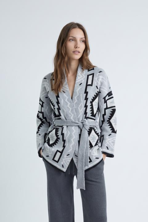 Cardigan fantasia etnica grigio - Autunno - Inverno 2027 | Brend
