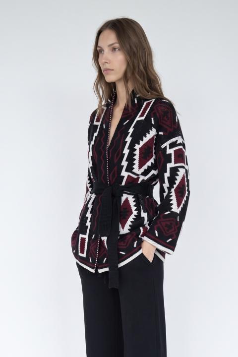 Cardigan fantasia etnica nero - Autunno - Inverno 2027 | Brend