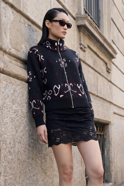 Cardigan zip fantasia nero - Autunno - Inverno 2027 | Brend