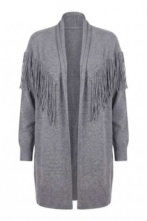 Cardigan lungo frange grigio - Autunno - Inverno 2027 | Brend