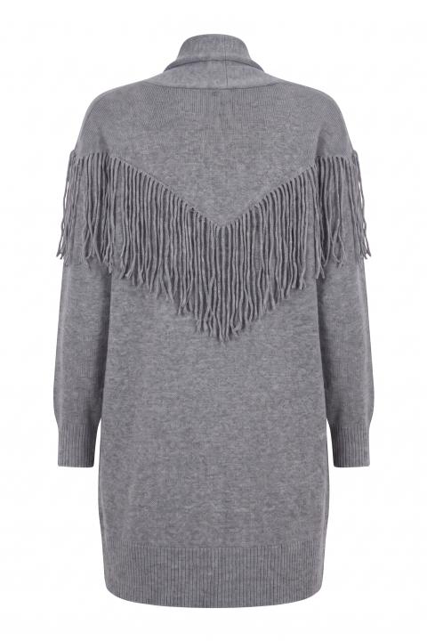 Cardigan lungo frange grigio - Autunno - Inverno 2027 | Brend