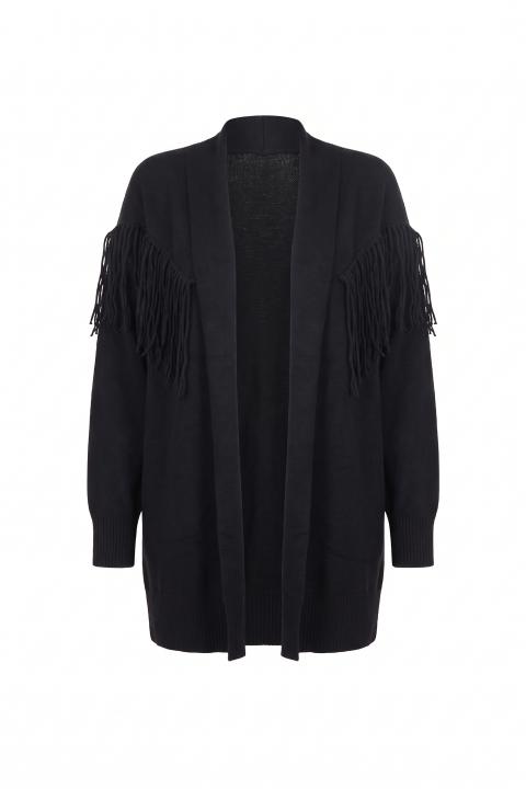 Cardigan lungo frange nero - Autunno - Inverno 2027 | Brend