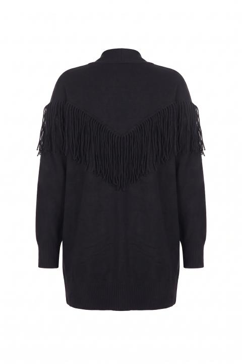 Cardigan lungo frange nero - Autunno - Inverno 2027 | Brend
