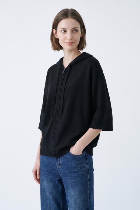 Cardigan zip e cappuccio nero - Autunno - Inverno 2027 | Brend