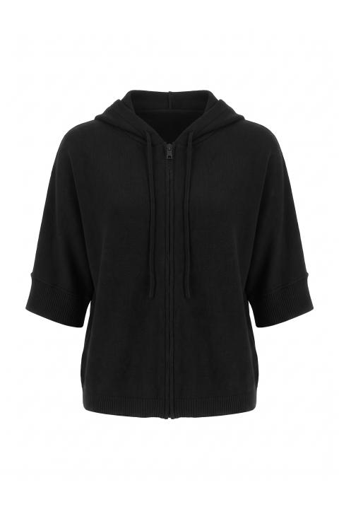 Cardigan zip e cappuccio nero - Autunno - Inverno 2027 | Brend