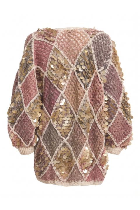 Cardigan crochet paillettes rosa - Autunno - Inverno 2027 | Brend