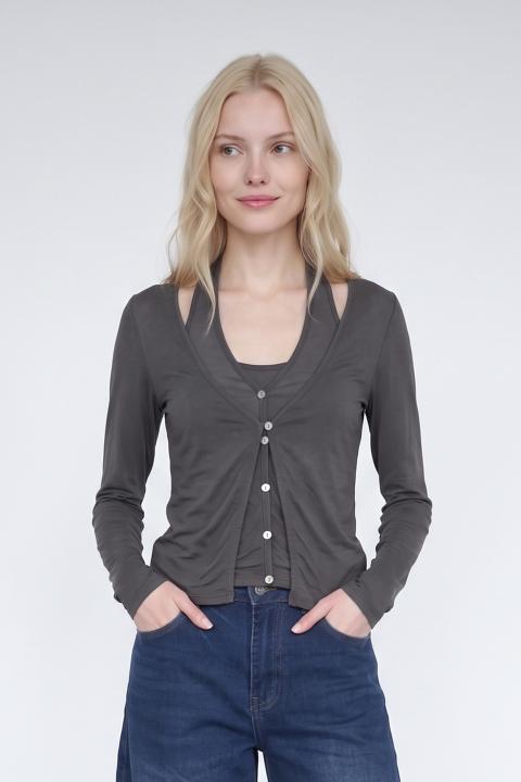Top combo cardigan piombo - Autunno - Inverno 2027 | Brend