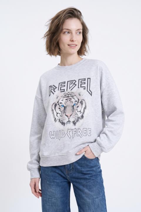 Felpa stampa Rebel grigio - Autunno - Inverno 2027 | Brend