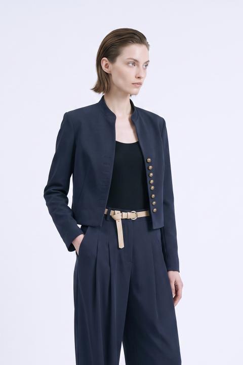 Giacca coreana bottoni cupola blu - Autunno - Inverno 2027 | Brend