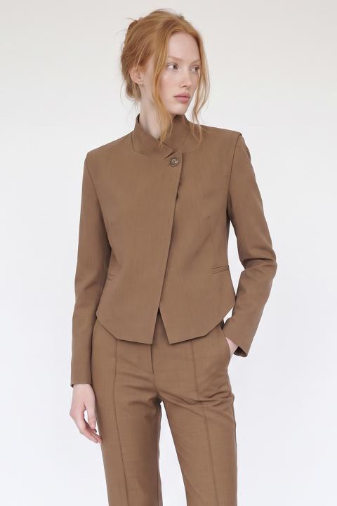 Giacca collo imbuto impunture camel - Autunno - Inverno 2027 | Brend