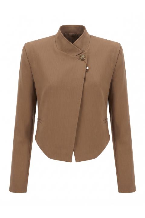 Giacca collo imbuto impunture camel - Autunno - Inverno 2027 | Brend
