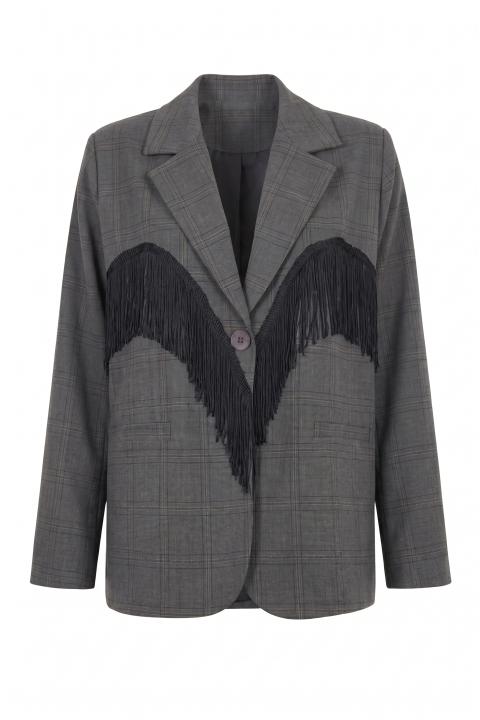 Giacca check frange check grigio - Autunno - Inverno 2027 | Brend