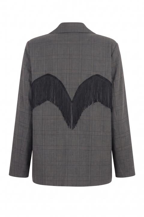 Giacca check frange check grigio - Autunno - Inverno 2027 | Brend