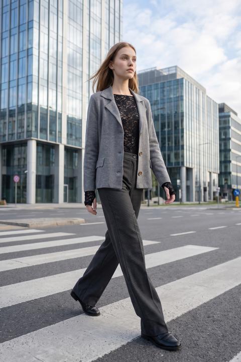 Giacca pattine 3 bottoni grigio - Autunno - Inverno 2027 | Brend