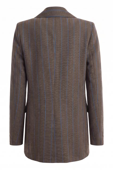 Giacca tessuto spigato e righe bronzo/bluette - Autunno - Inverno 2027 | Brend