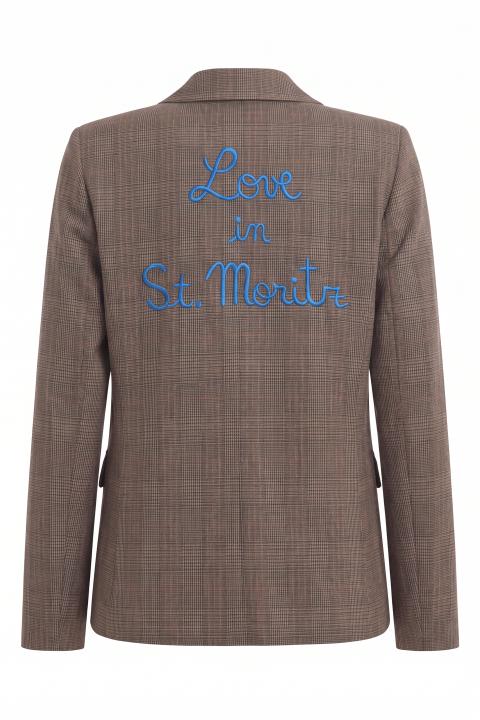 Giacca check ricamo dietro grigio/burgundy - Autunno - Inverno 2027 | Brend