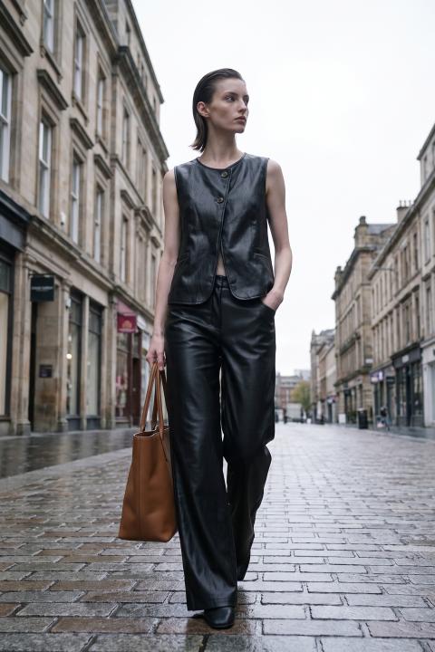 Gilet effetto pelle nero - Autunno - Inverno 2027 | Brend