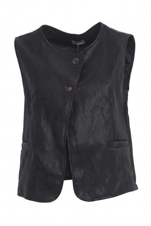 Gilet effetto pelle nero - Autunno - Inverno 2027 | Brend