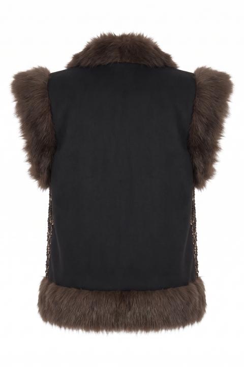 Gilet paillettes ecofur nero/moro - Autunno - Inverno 2027 | Brend