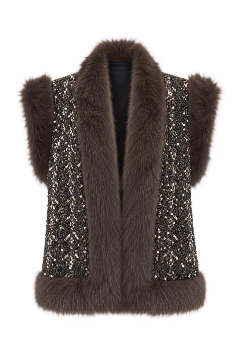 Gilet paillettes ecofur nero/moro - Autunno - Inverno 2027 | Brend