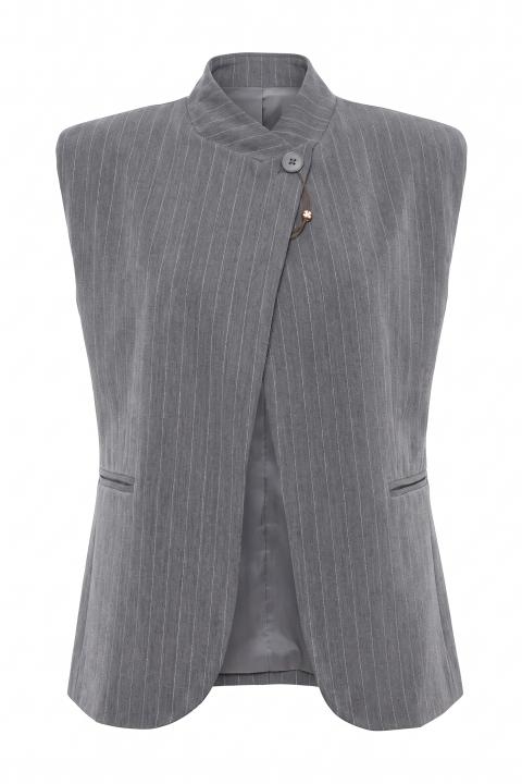 Gilet collo imbuto gessato grigio - Autunno - Inverno 2027 | Brend