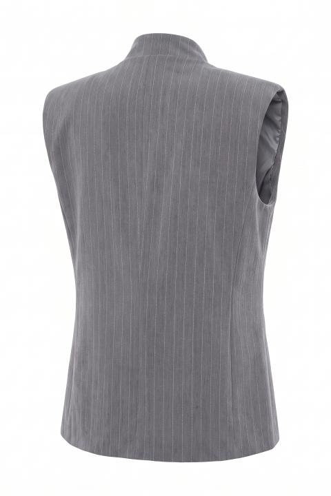 Gilet collo imbuto gessato grigio - Autunno - Inverno 2027 | Brend