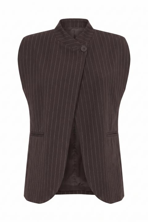 Gilet collo imbuto gessato moro - Autunno - Inverno 2027 | Brend